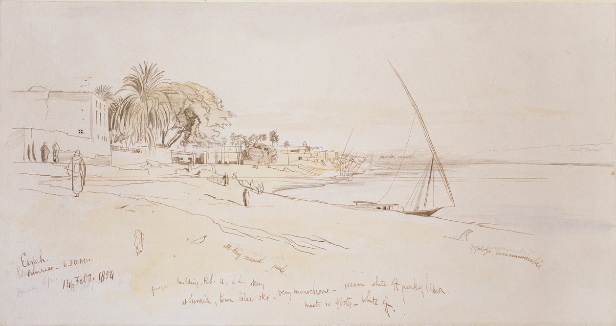 Esneh, Egyiptom, 1854 alkotó: Edward Lear
