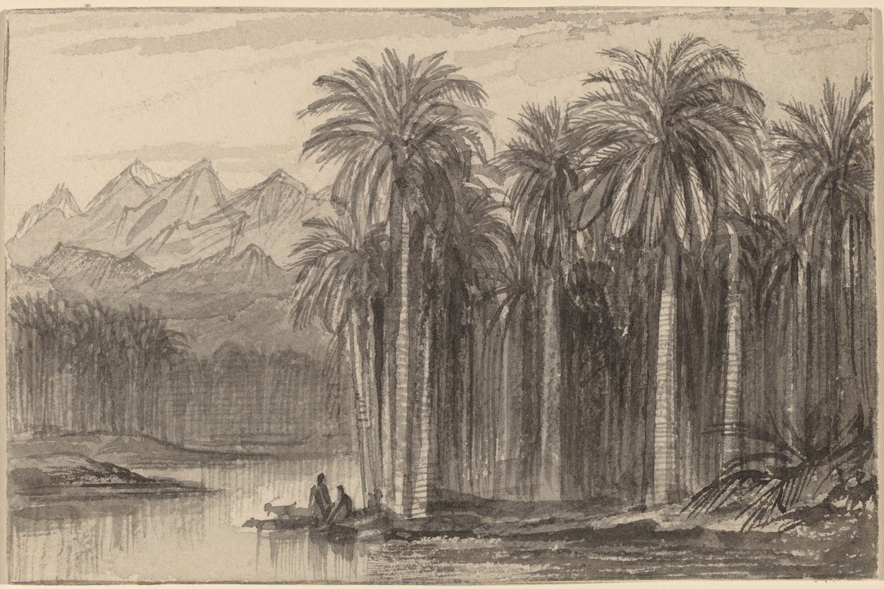 Kenuval induló figurák egy Palm Grove Wady Feiranból, 18841885. alkotó: Edward Lear