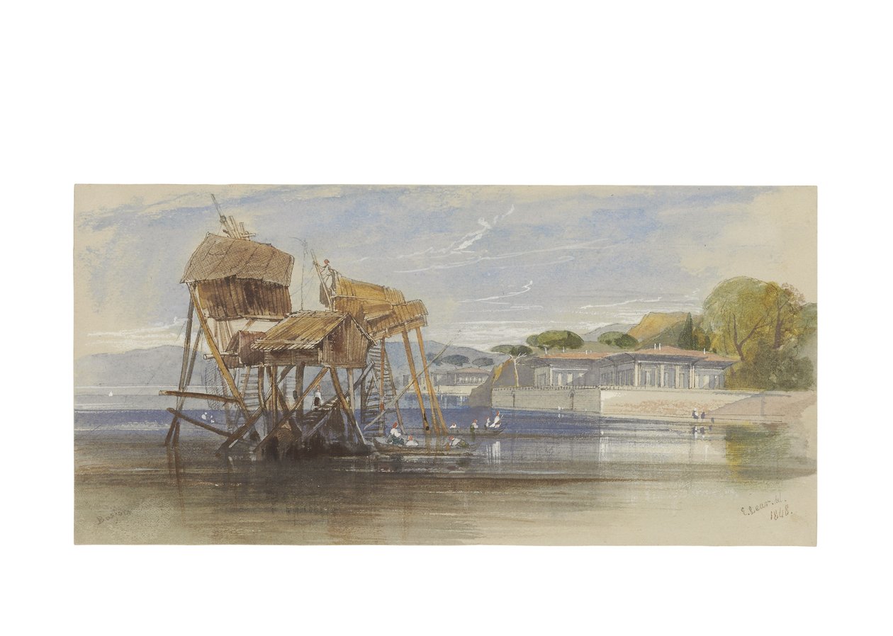 Halászházak a Boszporuszon, 1848 alkotó: Edward Lear