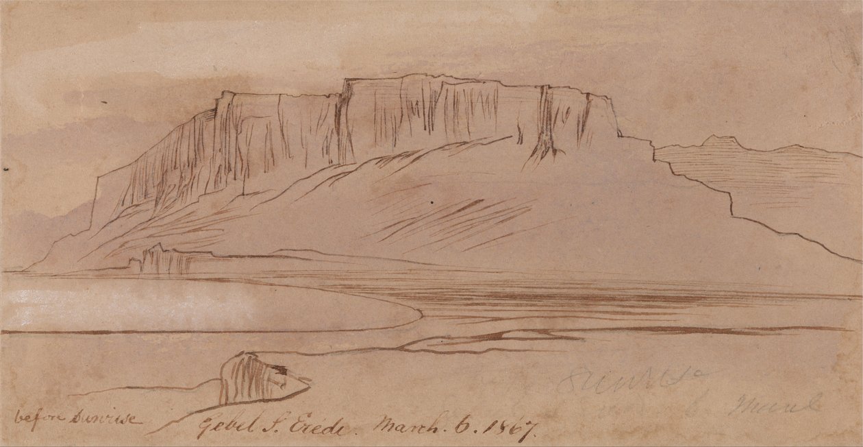 Gebel Sheikh Eredi, napfelkelte előtt alkotó: Edward Lear