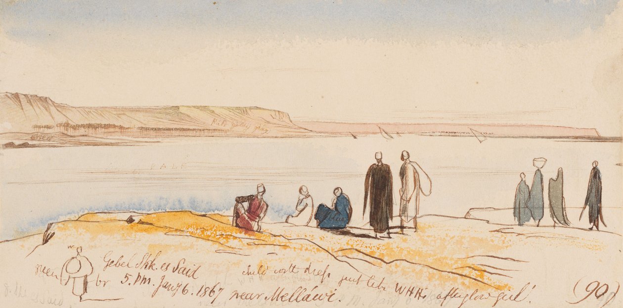 Gebel Shk. es Said, Mellawi közelében; 1867. január 6., délután 5 óra (90) alkotó: Edward Lear