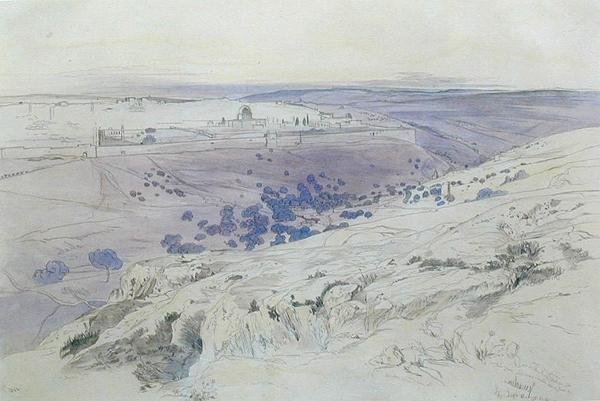 Jeruzsálem, 1858. április 24-28. (toll, tinta és akvarell, papír) alkotó: Edward Lear