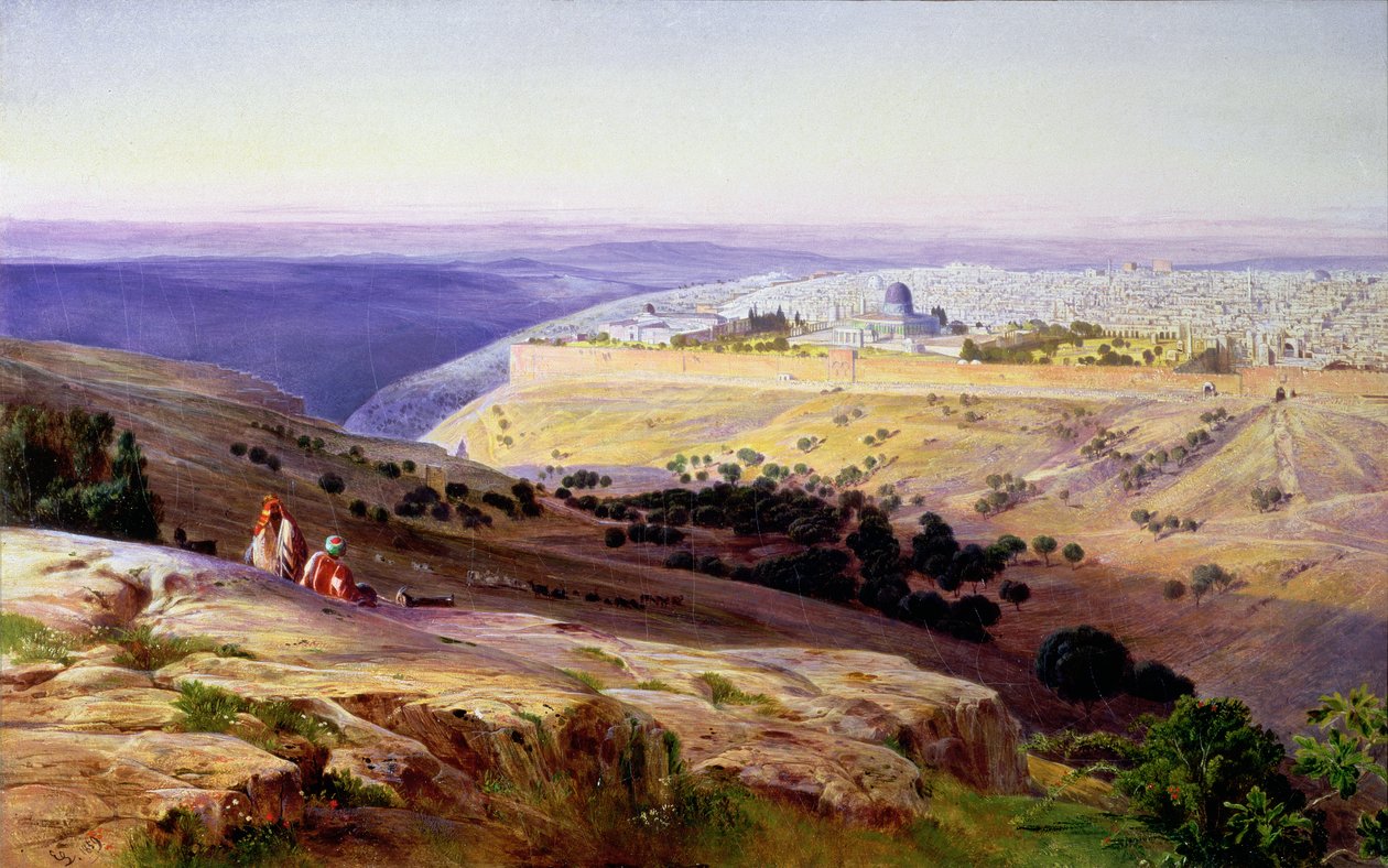 Jeruzsálem az Olajfák hegyéről, Napkelte, 1859 (olaj) alkotó: Edward Lear