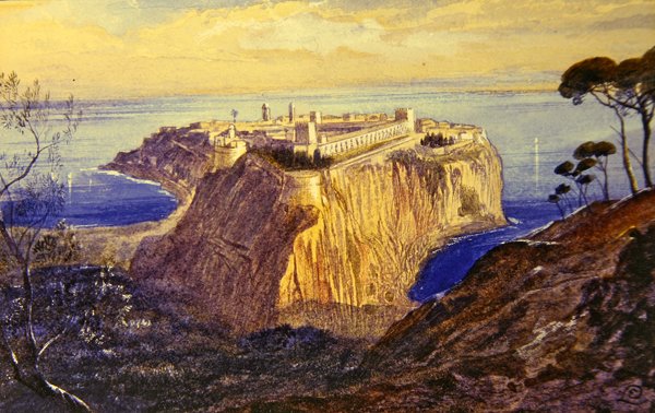 Monaco (akvarell és gouache, papír) alkotó: Edward Lear