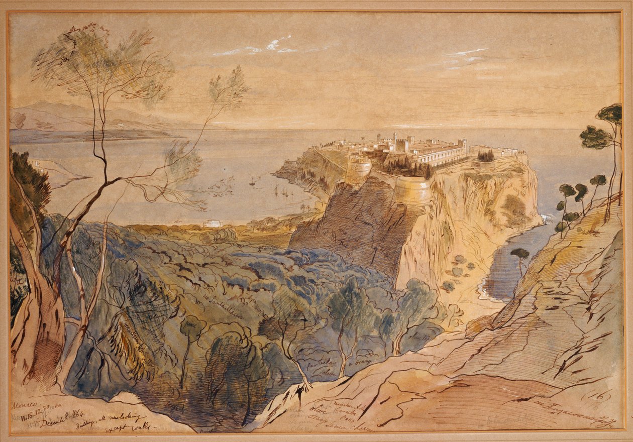 Monaco, 1864 alkotó: Edward Lear