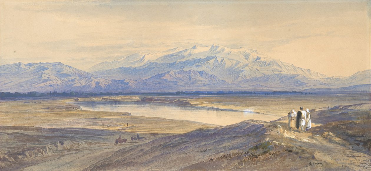 Olümposz-hegy Larisszából, Thesszáliából, Görögországból, 1850-85. alkotó: Edward Lear