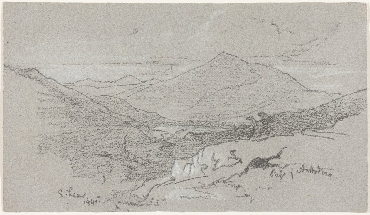 Hegyi kilátás Antrodocóból alkotó: Edward Lear