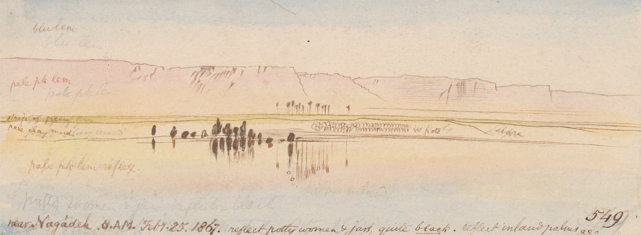 Negadeh közelében; 1867. február 25., 8:00 (549) alkotó: Edward Lear