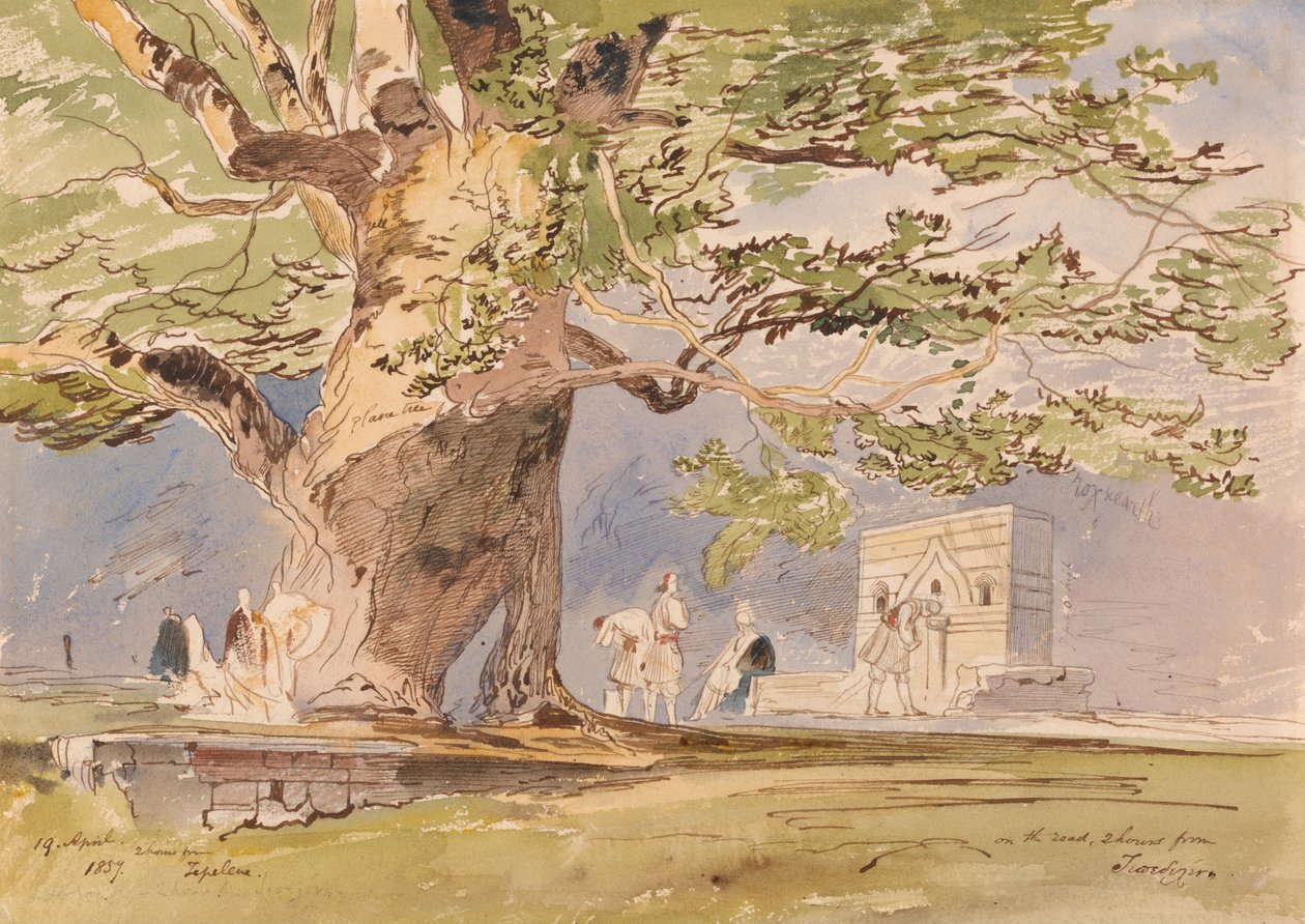 Úton, két órányira Tepelenétől, 1857. április 19. alkotó: Edward Lear