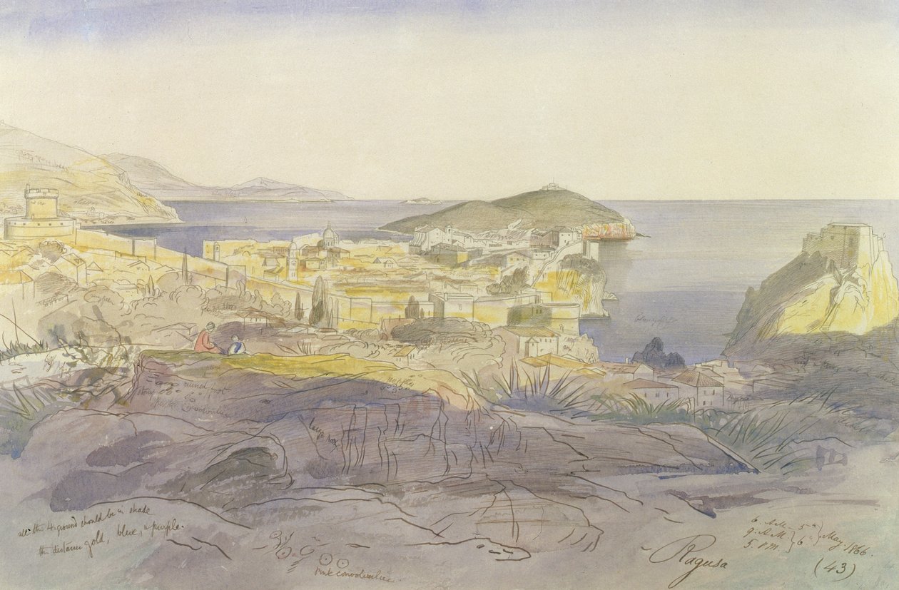 Ragusa (Dubrovnik), 1866. május 5-6 (toll, tinta és WC papíron) alkotó: Edward Lear