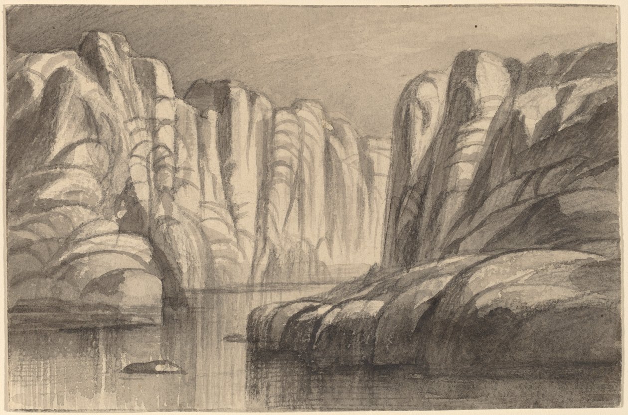 A Philae kőzetképződményen keresztül kanyargó folyó, Egyiptom, 18841885. alkotó: Edward Lear