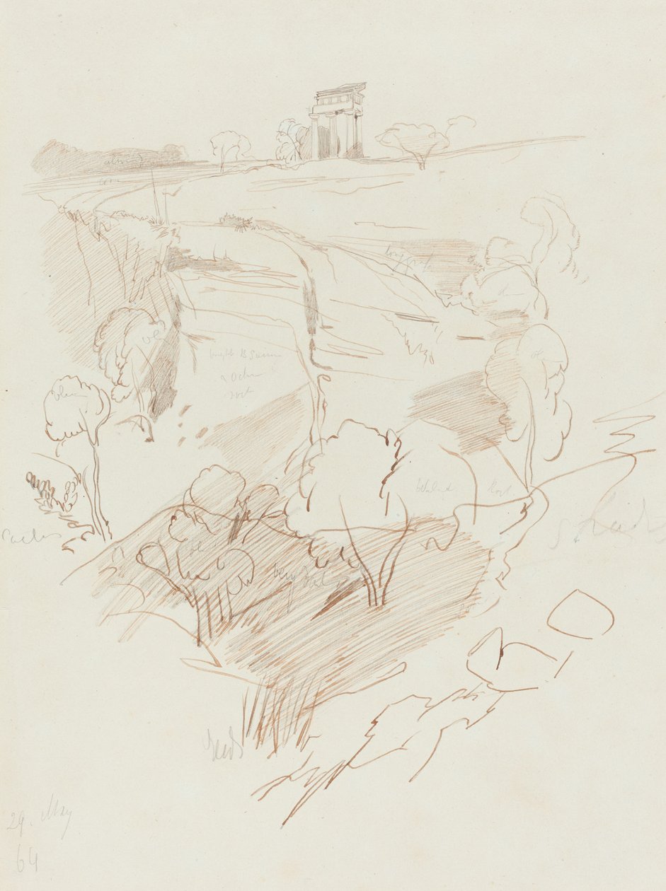 Romos templom egy dombon alkotó: Edward Lear
