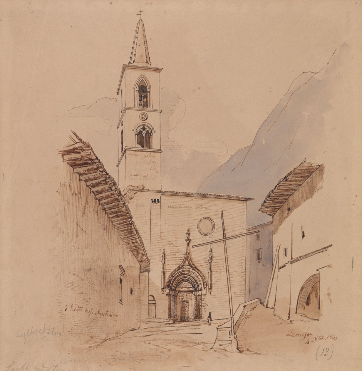 Szent Péter az augusztini rendtől. Leonessa. alkotó: Edward Lear