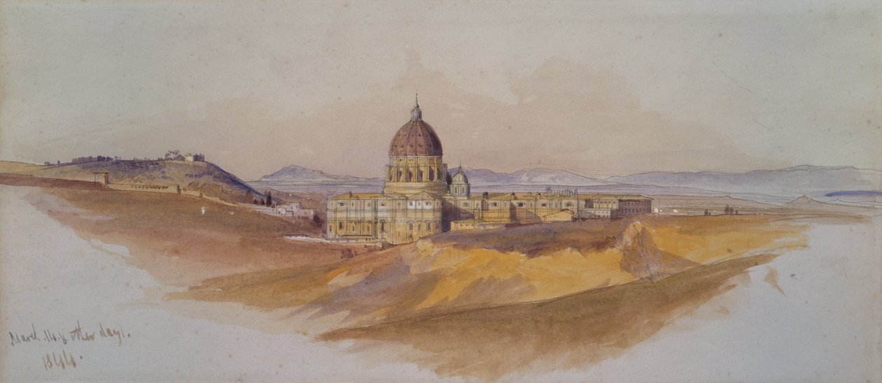 Szent Péter Róma a Villa Dorta Pamphiliból (akvarell) alkotó: Edward Lear