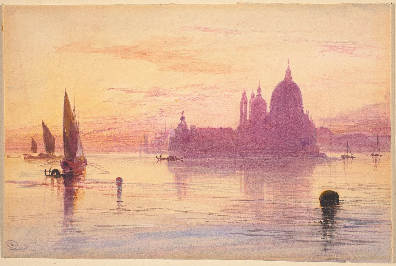 Santa Maria della Salute, Velence, naplementekor alkotó: Edward Lear