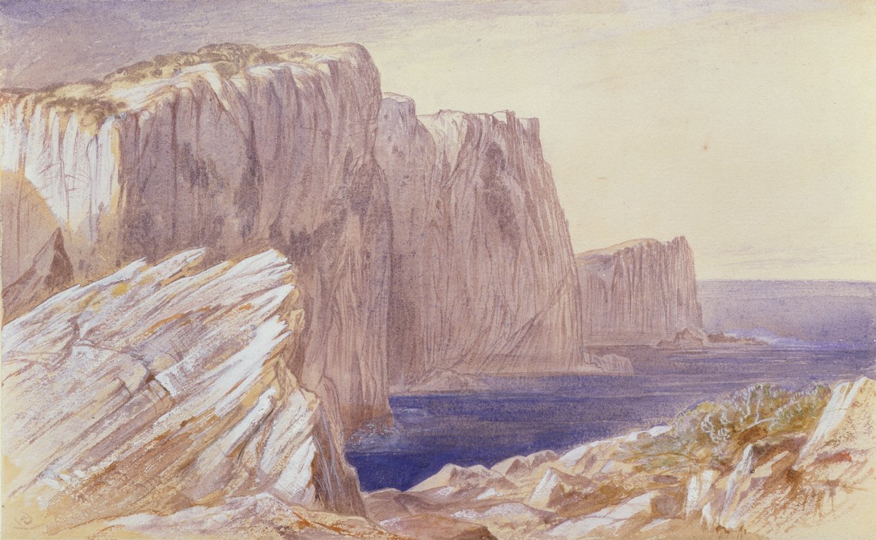 Sapphos Leap (Leucatas) Lefkas (Wc ceruza fölött, fehérrel megnövelve a papíron) alkotó: Edward Lear