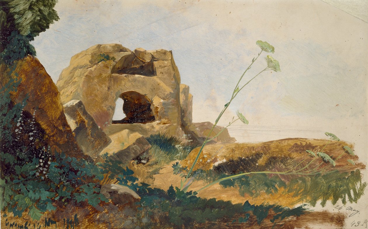 Study of Rocks and Lombs, Agrigento Girgenti, Szicília, 1847 alkotó: Edward Lear