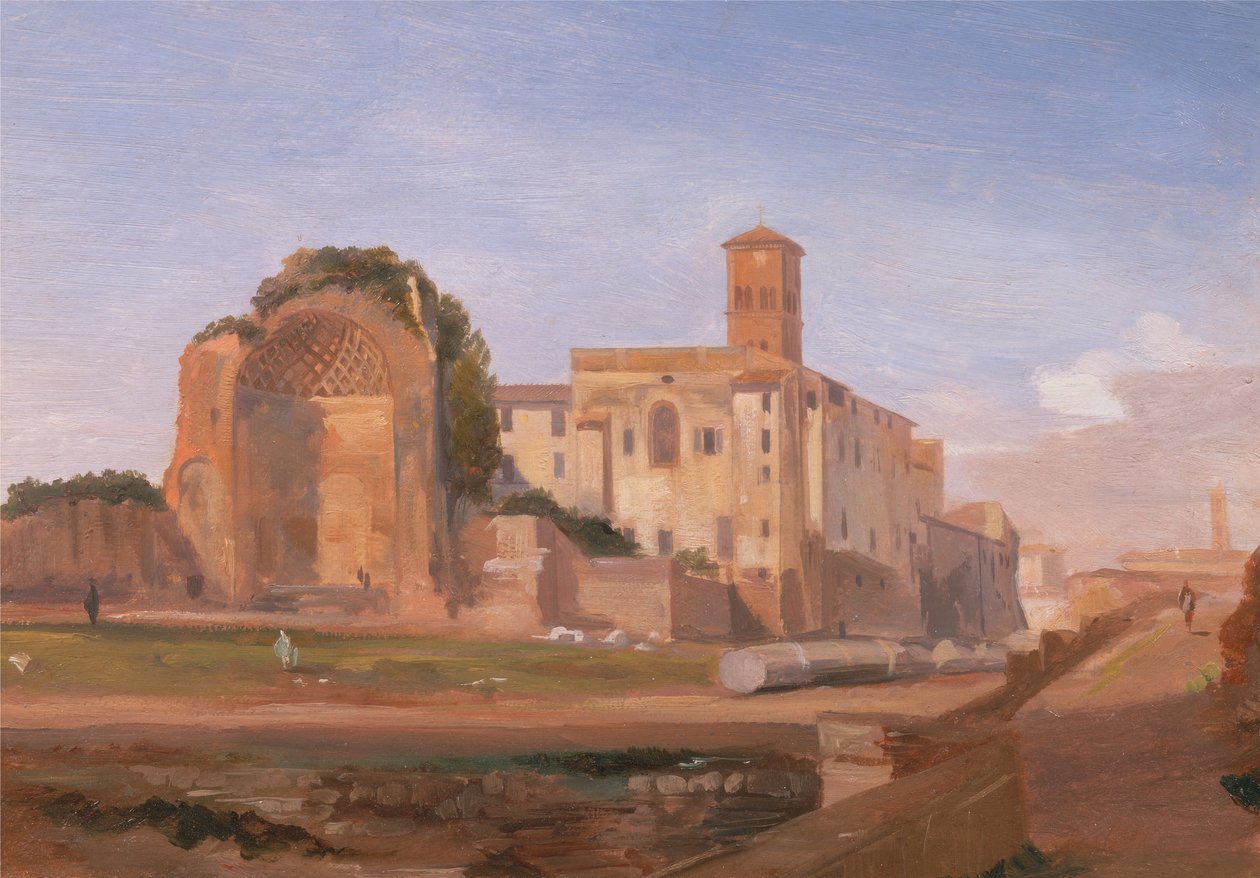 Vénusz és Róma temploma, Róma, 1840. alkotó: Edward Lear