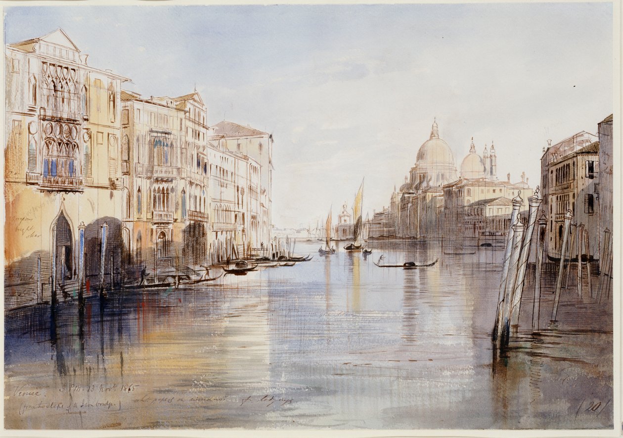 A Canal Grande, a Santa Maria Della Salute, Velence, Olaszország, 1865 alkotó: Edward Lear