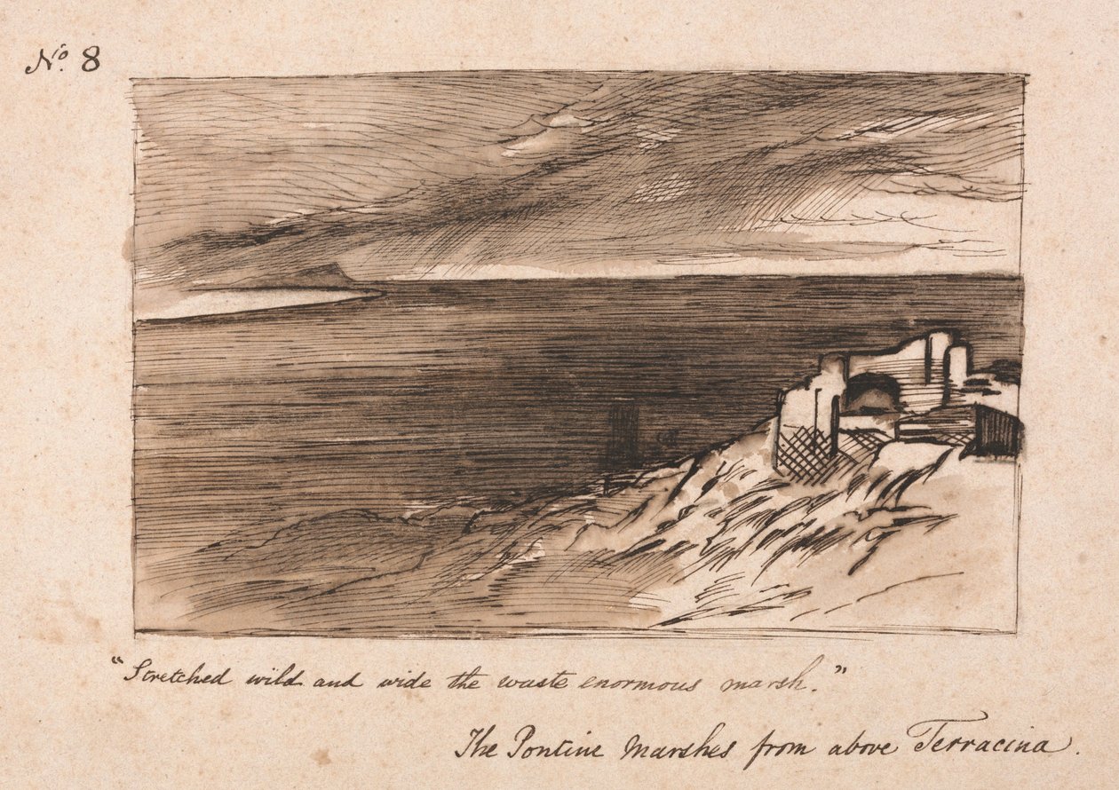 A Terracina feletti pontusi mocsarak alkotó: Edward Lear