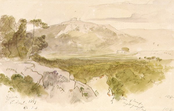 Aphaia temploma Aeginában alkotó: Edward Lear