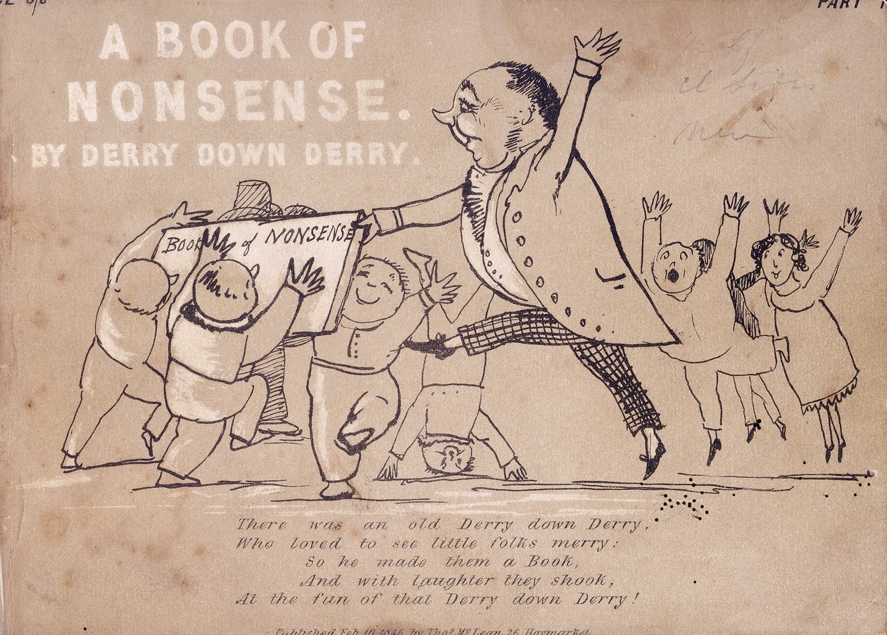 A "Derry Down Derry könyve, a hülyeségek könyve" címlapja, 1846 alkotó: Edward Lear