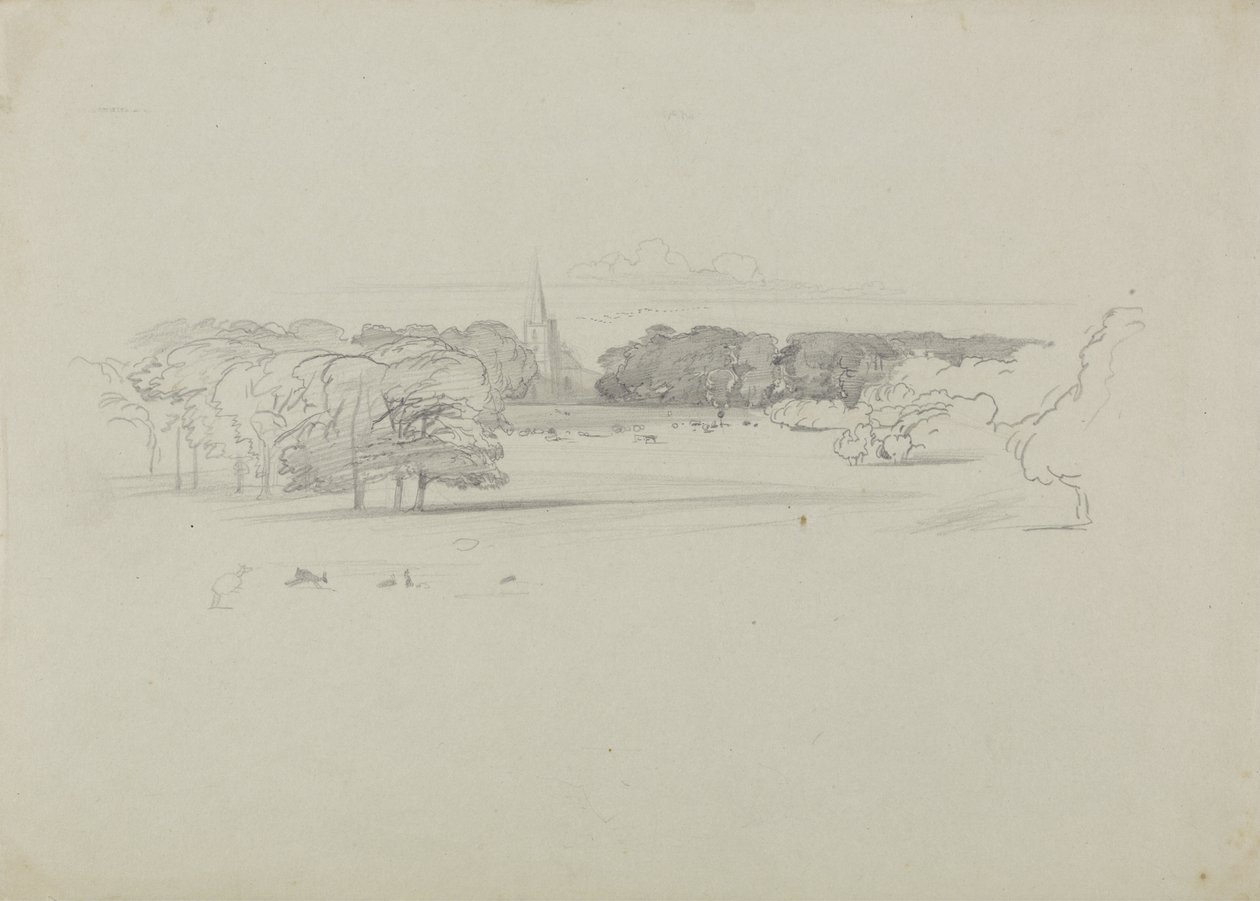 Kilátás a rétről egy templomra alkotó: Edward Lear