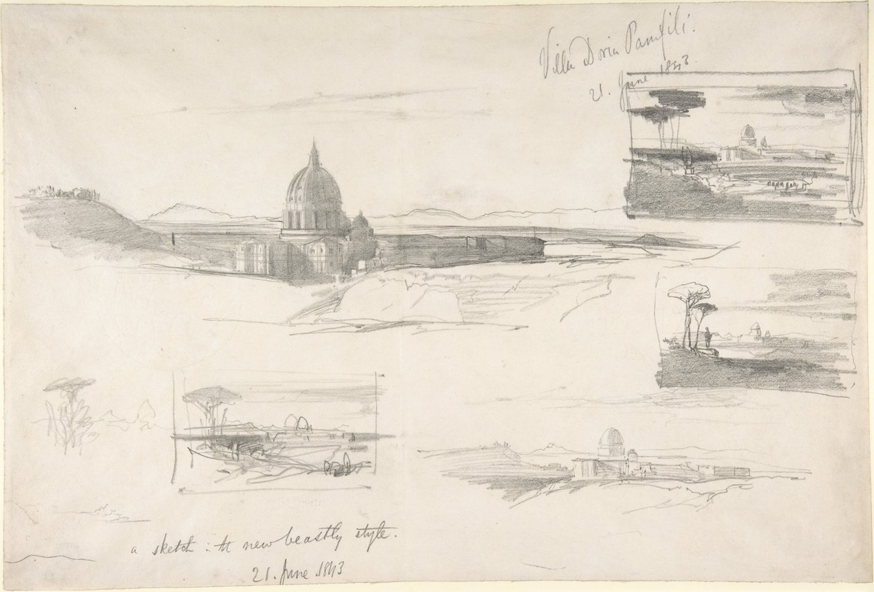 Kilátás a Szent Péter-bazilikára, Róma alkotó: Edward Lear
