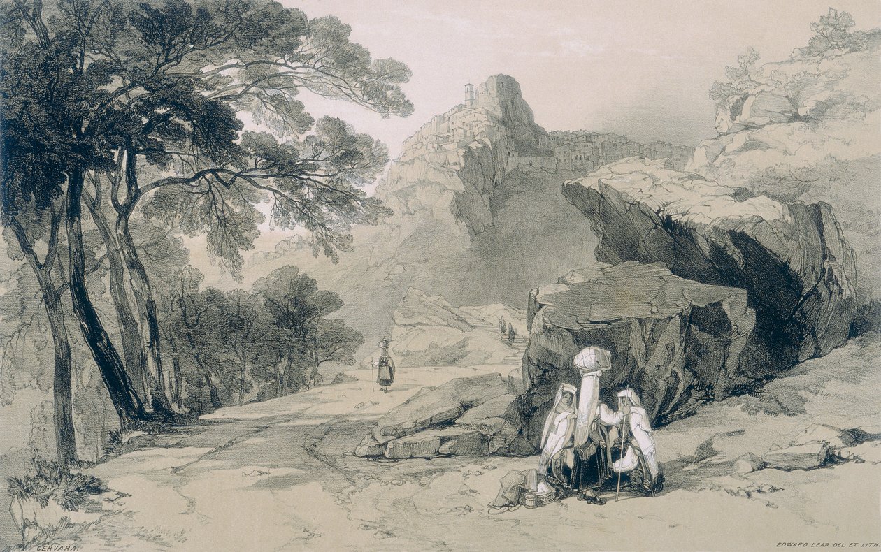 Kilátás Rómában és környékén: Cervara a Subiaco kerületben alkotó: Edward Lear