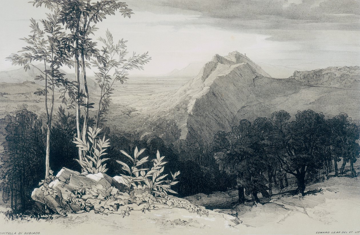 Kilátás Rómában és környékén: Civitella di Subiaco alkotó: Edward Lear