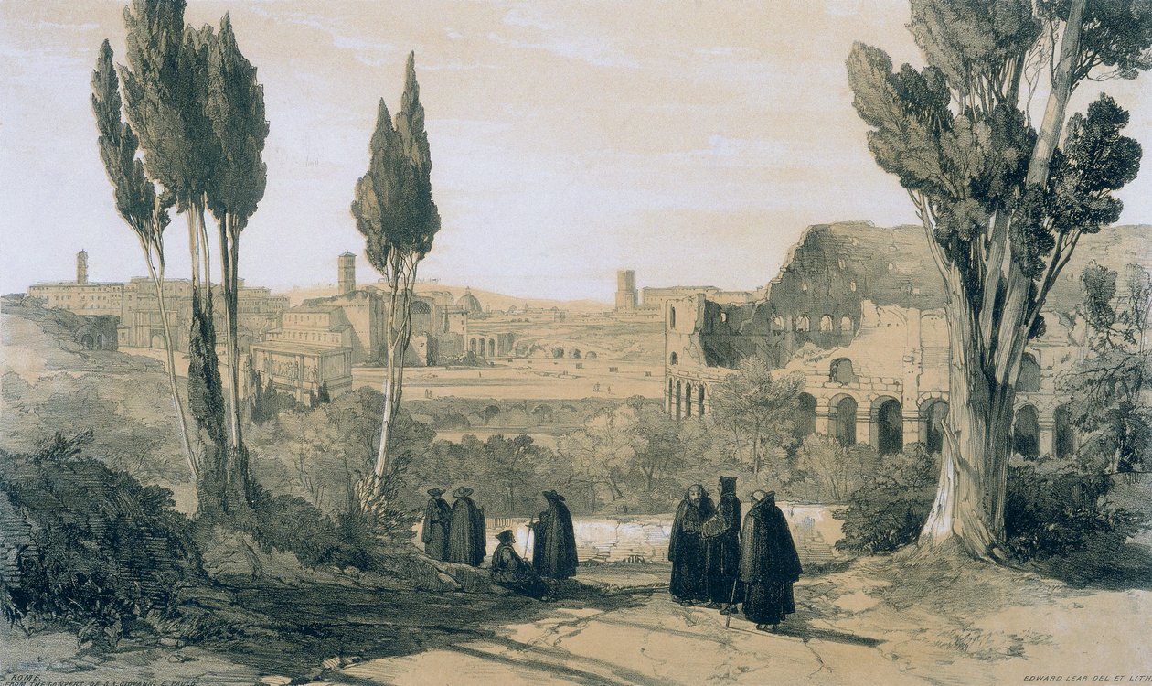 Kilátások Rómában és környékén: Róma a Convento of Ss. Giovanni és Paolo alkotó: Edward Lear