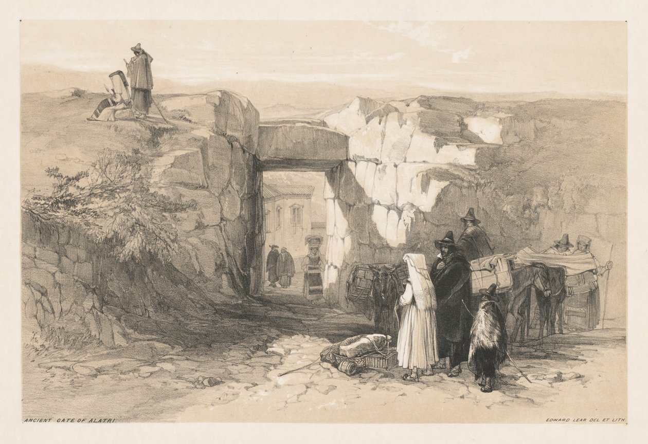 Kilátás Rómára és környékére: Alatri ősi kapuja alkotó: Edward Lear