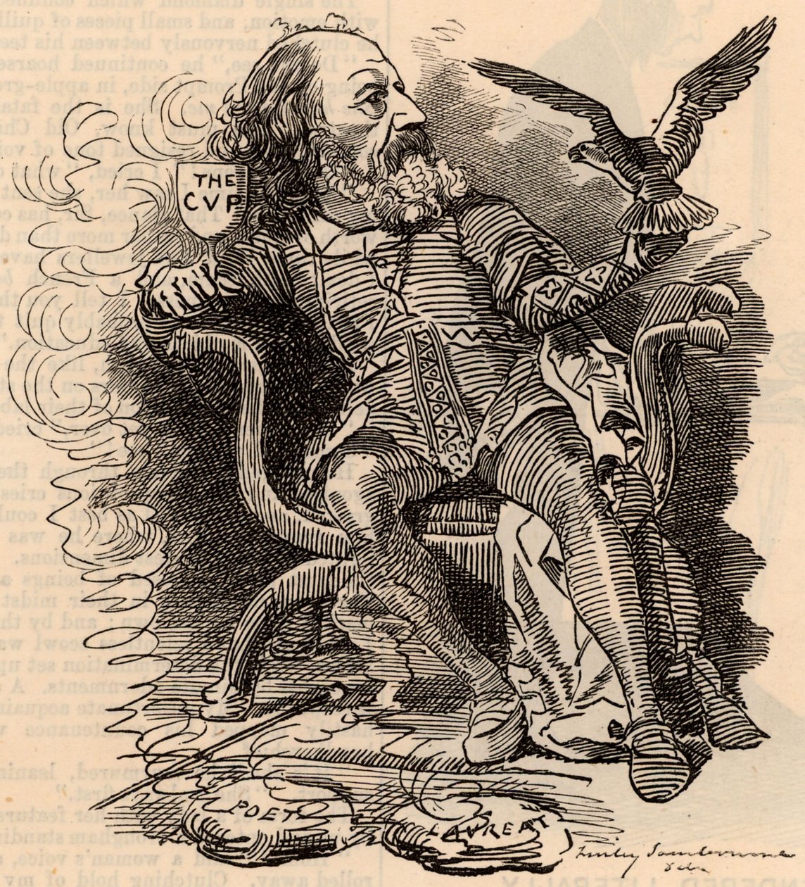 Alfred Tennyson (1809-1893) angol költő rajzfilmje alkotó: Edward Linley Sambourne