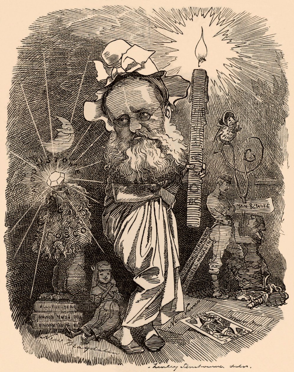 Wilkie Collins (1824-1889) regényíró rajzfilmje alkotó: Edward Linley Sambourne