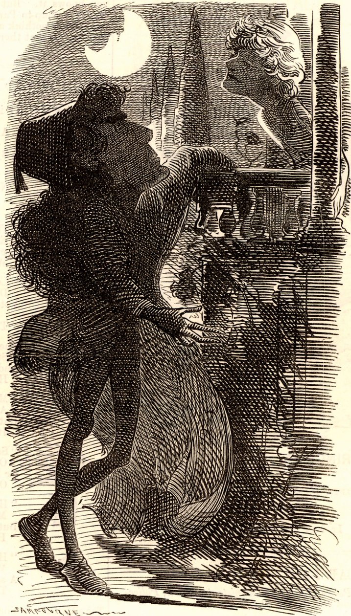 Henry Irving a Rómeó és Júlia erkélyjelenetében alkotó: Edward Linley Sambourne