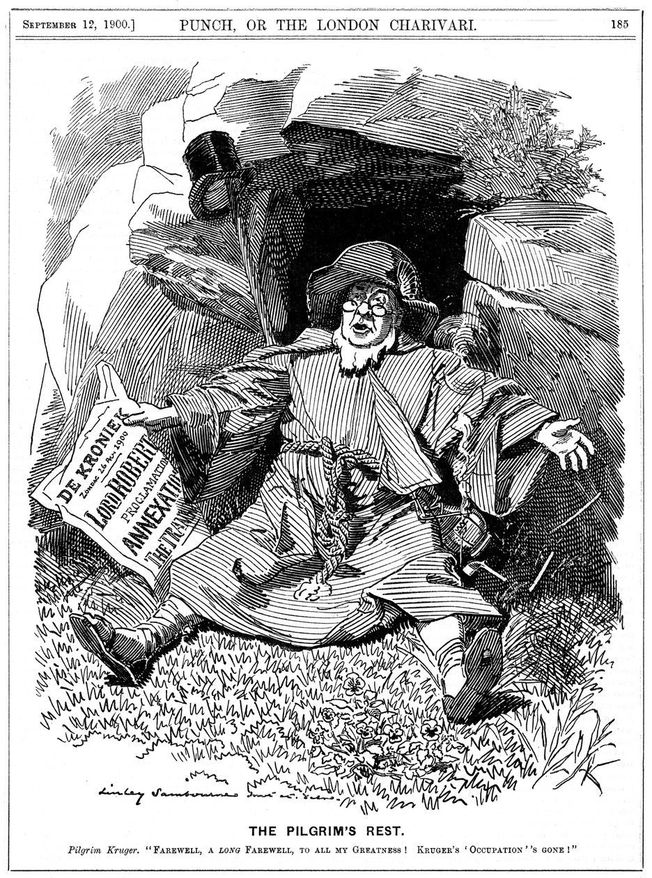 The Pilgrims Rest, Paul Kruger dél-afrikai politikus karikatúrája, 1900 alkotó: Edward Linley Sambourne