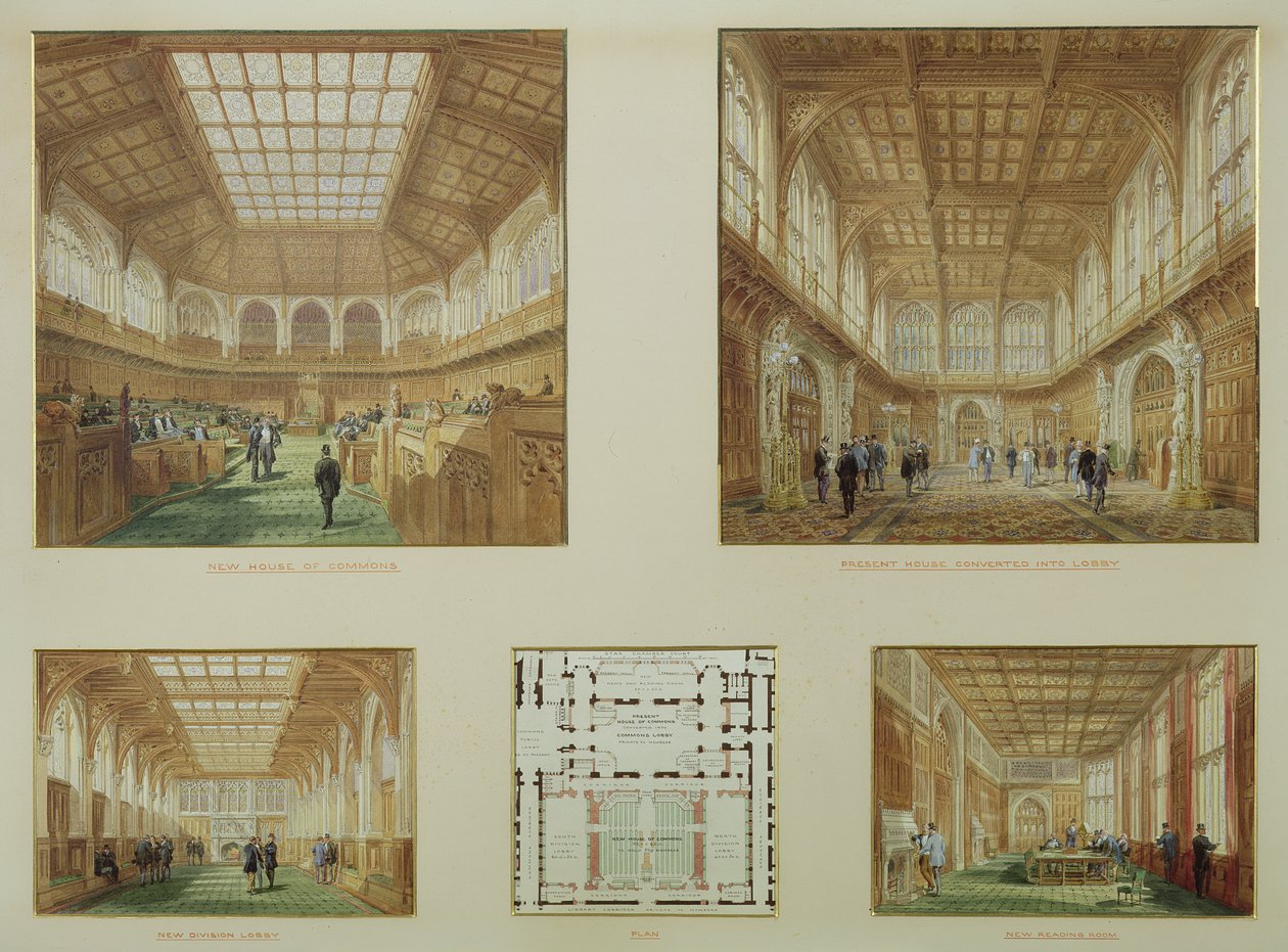 New House of Commons, Westminster palota, 1868 alkotó: Edward M. Barry