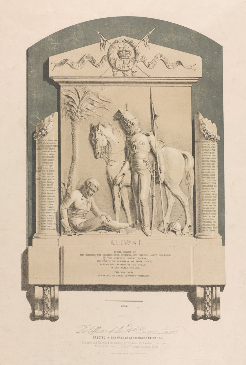 Aliwal emlékmű, Canterbury katedrális, 1848 körül alkotó: Edward M. Richardson