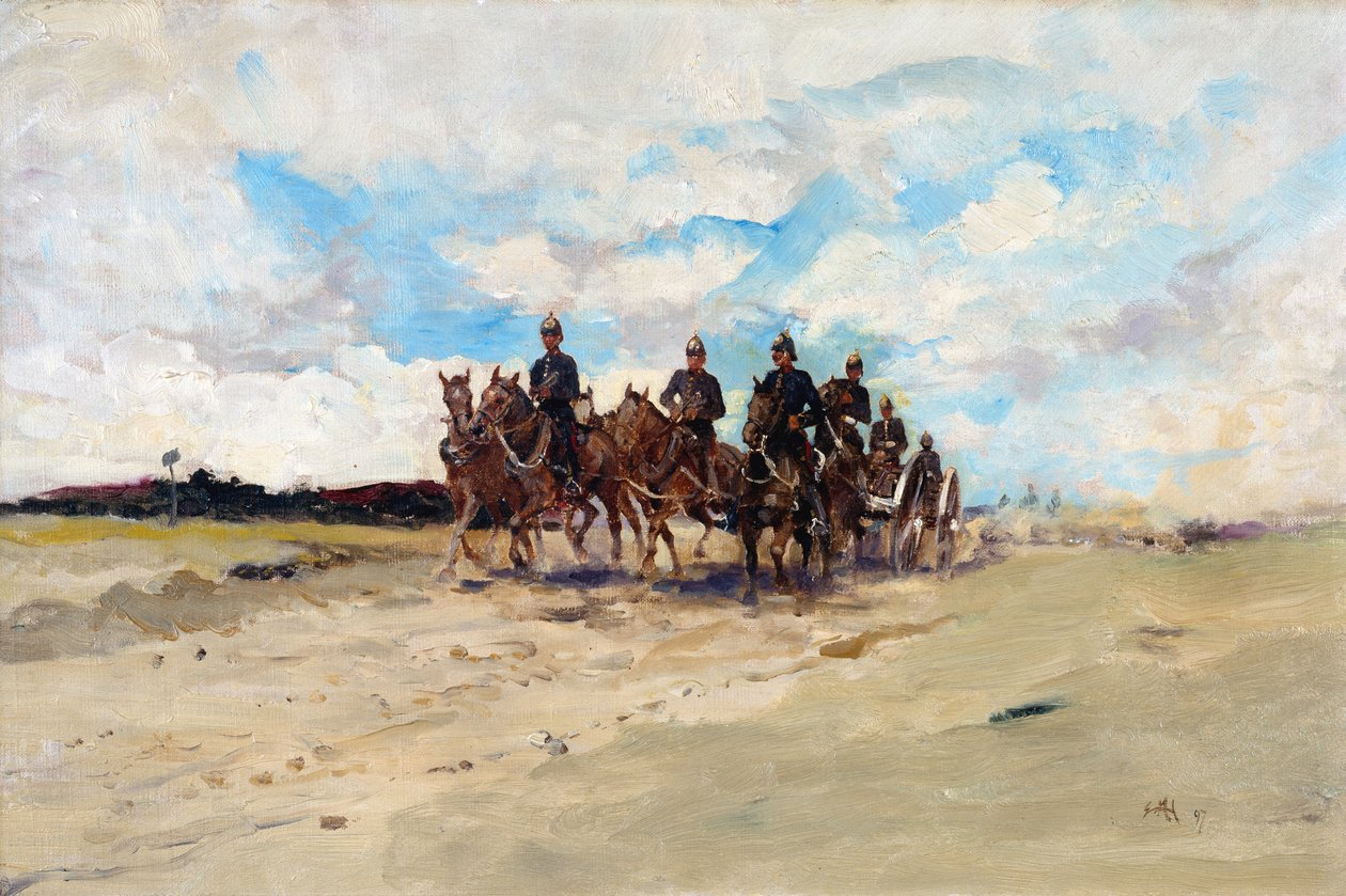 Királyi Tüzérség, egy terepfegyvercsapat menet közben, 1897 alkotó: Edward Matthew Hale