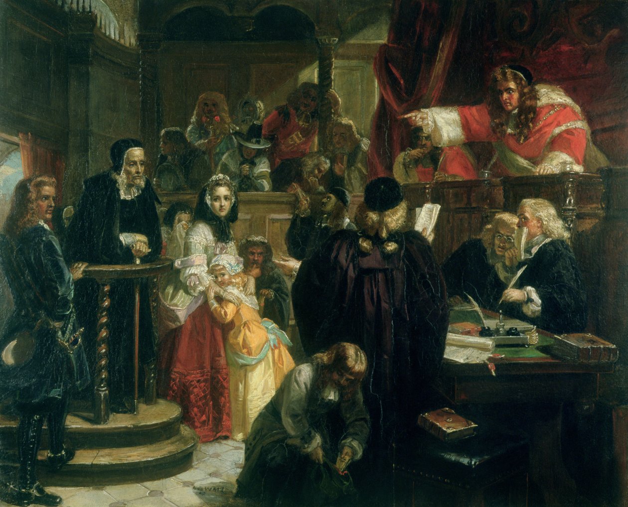 Jeffries bíró (1648-89) szidalmazza Richard Baxtert (1615-91) a tárgyalásán alkotó: Edward Matthew Ward