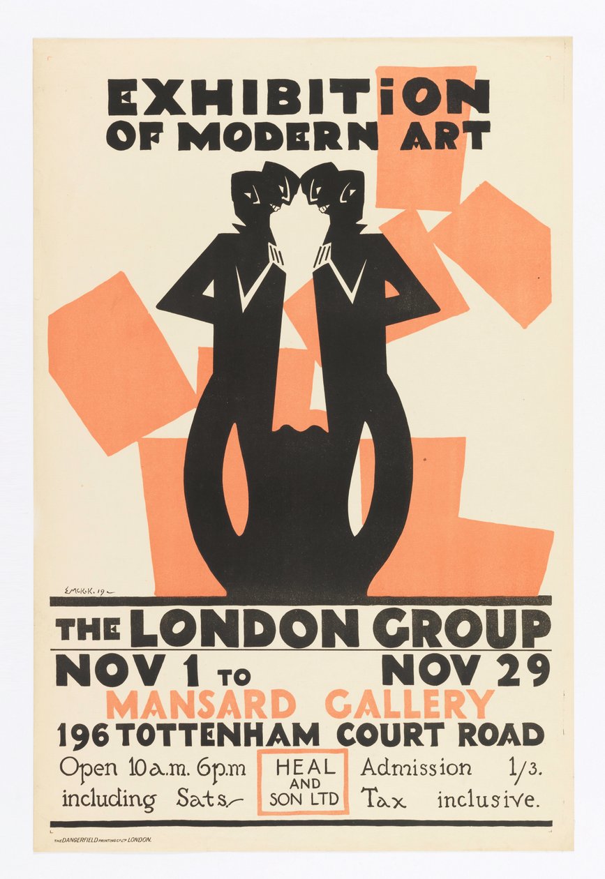 Plakát, Modern Művészeti Kiállítás - A Londoni Csoport alkotó: Edward McKnight Kauffer