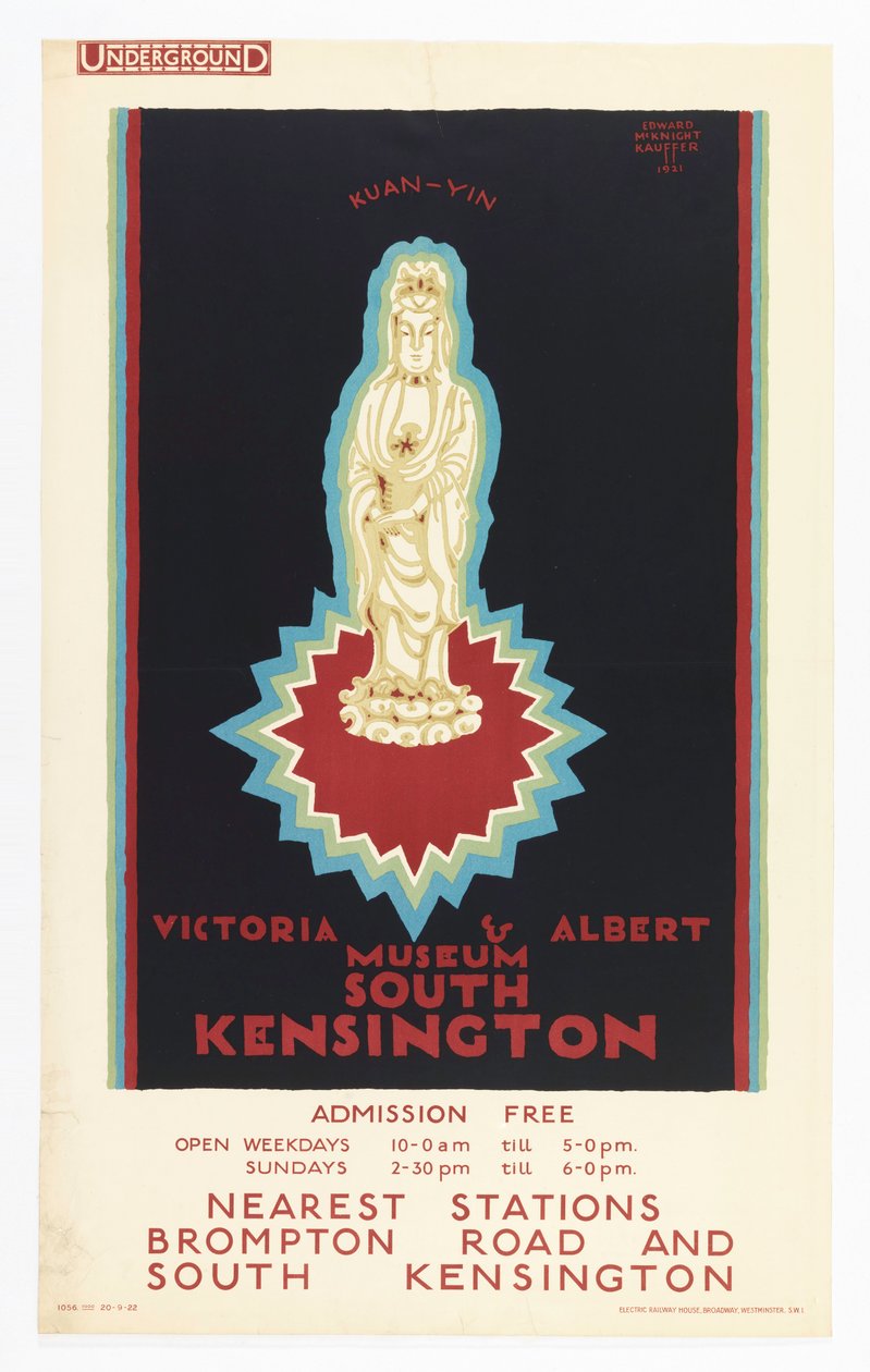 Plakát, Victoria and Albert Museum, a londoni metróhoz, 1921 alkotó: Edward McKnight Kauffer