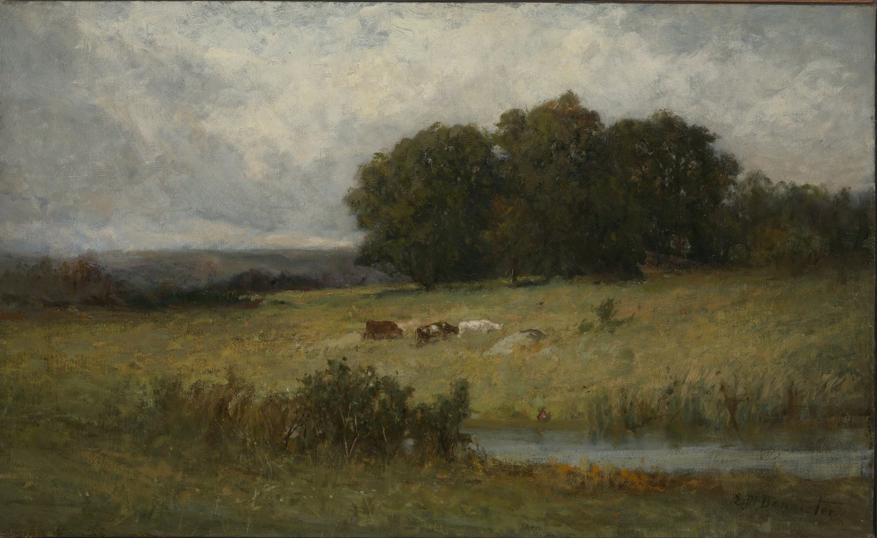 Fényes szarvasmarha jelenet a patak mellett alkotó: Edward Mitchell Bannister