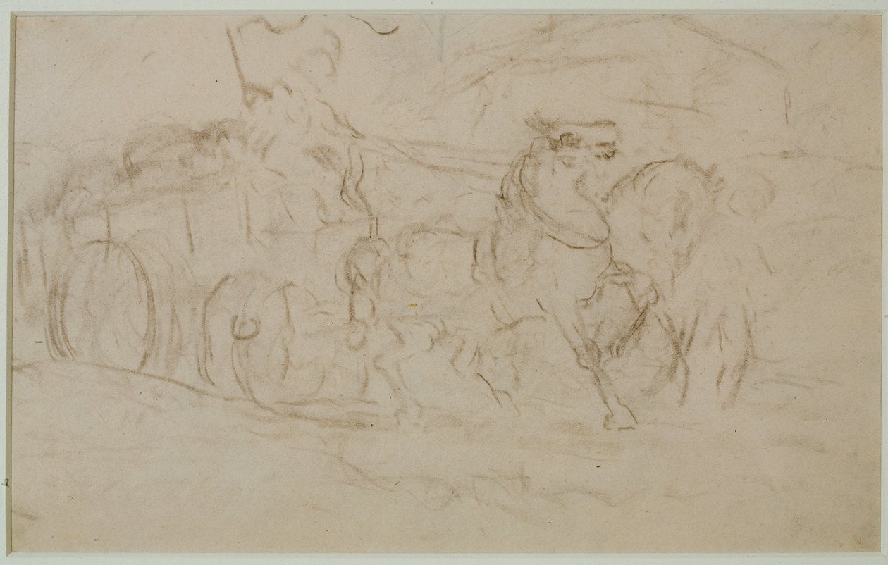 Ló és szekér (#9), c. 1880-as évek (grafit papíron) alkotó: Edward Mitchell Bannister