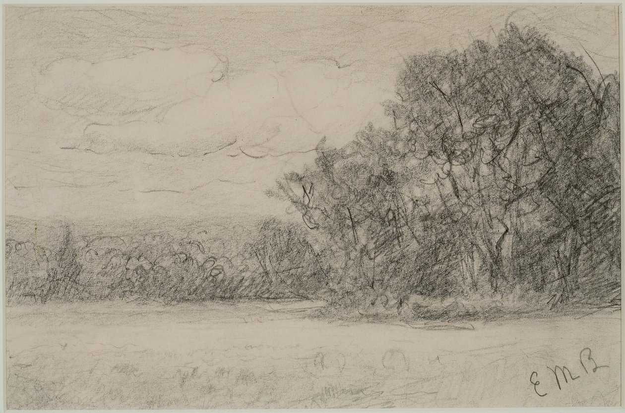 Táj (#1) c. 1880-as évek (grafit papíron) alkotó: Edward Mitchell Bannister