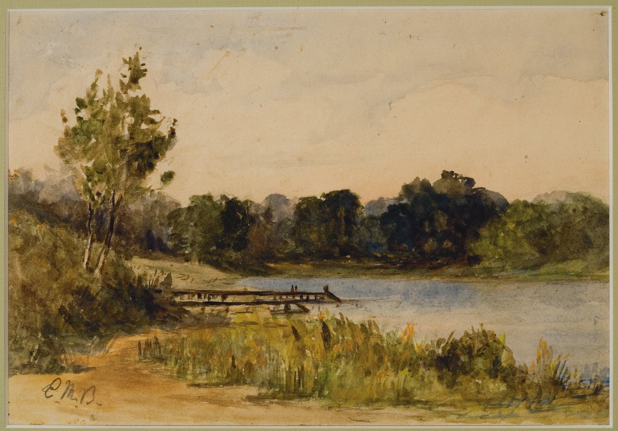 Táj dokk és víz (#37), c. 1880 (akvarell papíron) alkotó: Edward Mitchell Bannister