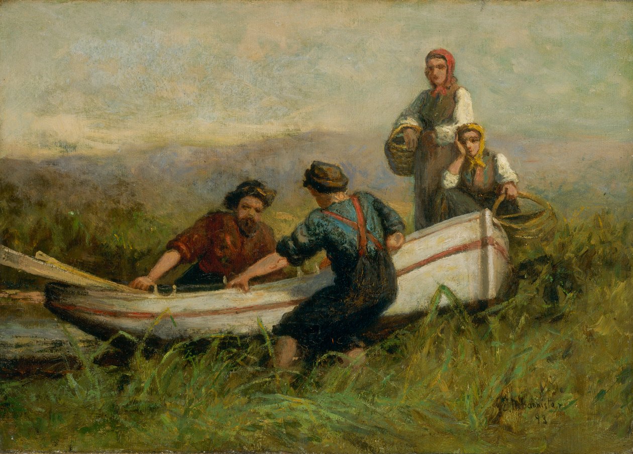 Emberek a hajó közelében, 1893. alkotó: Edward Mitchell Bannister