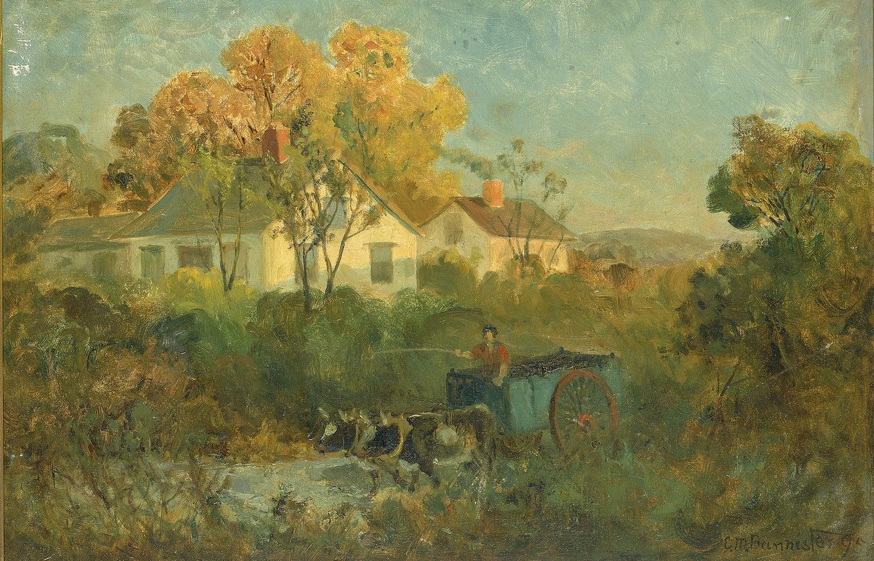 Az ivómedence (férfi szekéren ökrökkel a medencénél) alkotó: Edward Mitchell Bannister
