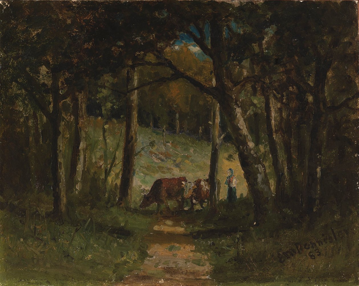 Cím nélkül (tehenek az erdei ösvényen) alkotó: Edward Mitchell Bannister