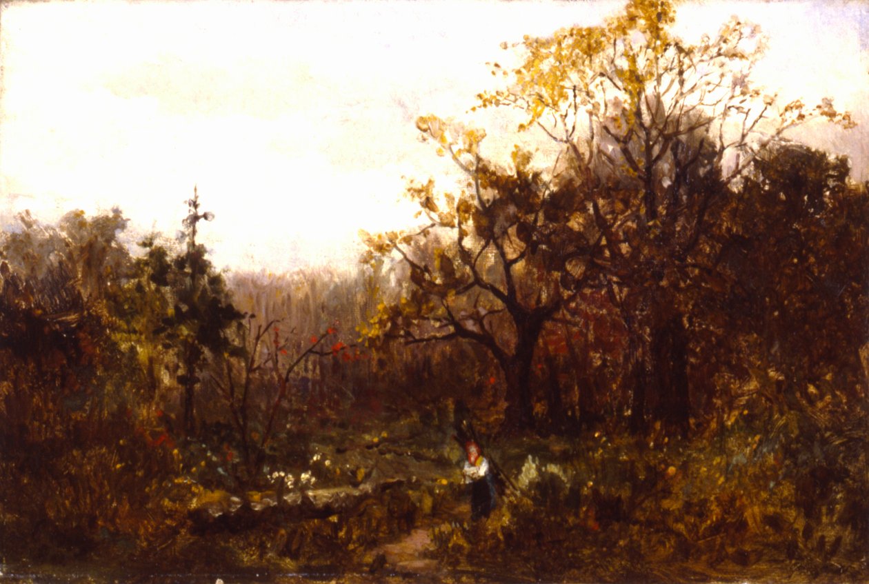 Cím nélkül (tájkép--fát cipelő nő) alkotó: Edward Mitchell Bannister